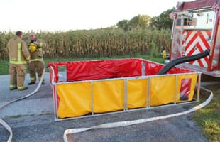 This custom folding frame tank has clear pannels on each side, so you can easily see the water level