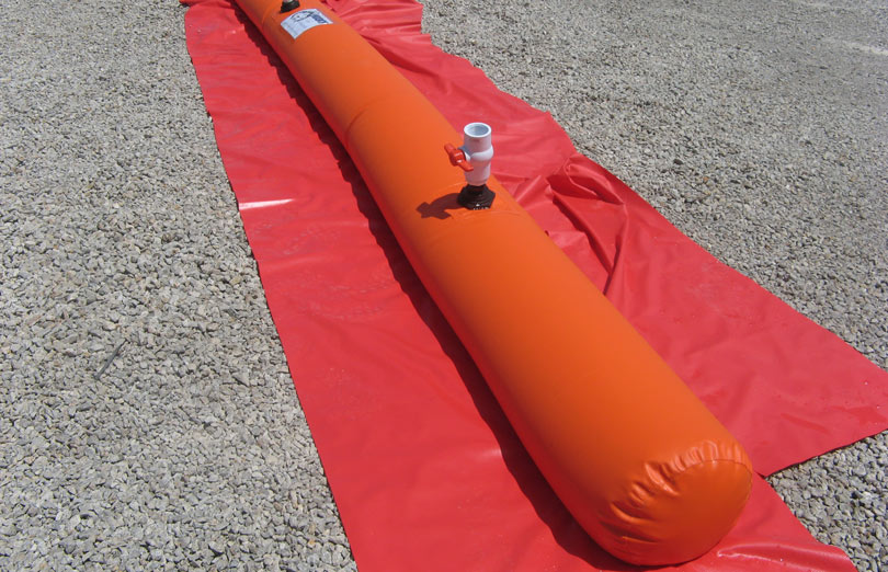 A husky Easy Dam large diameter water dike