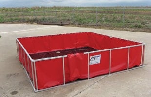A standard folding frame tank, fully set up and ready to use