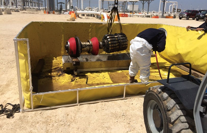 a Husky Portable Wash Bay in use in an oil field