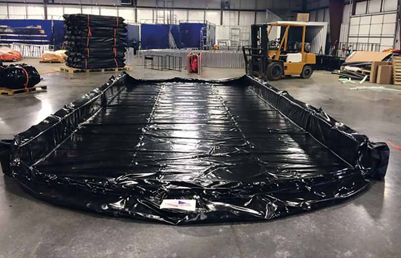 A Husky Liberty Berm set up in a warehouse