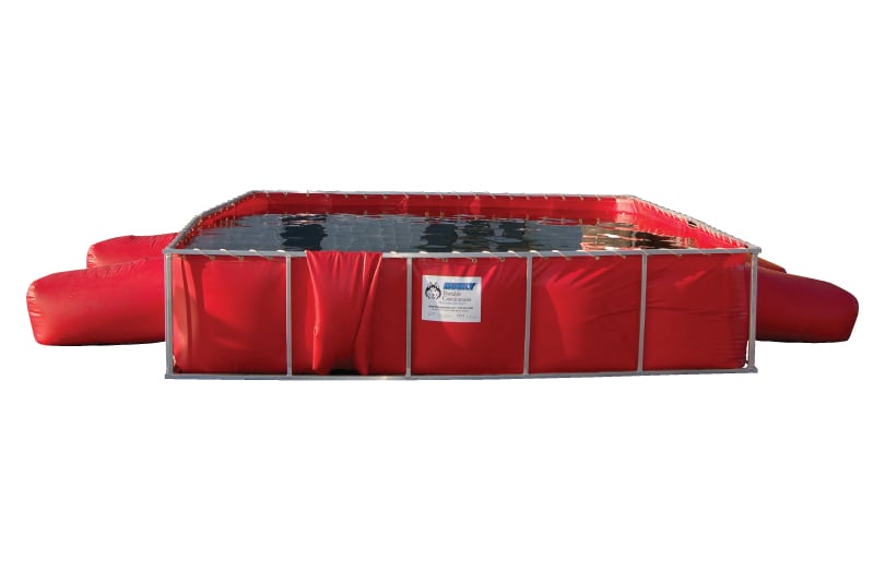 The PRO500 folding frame tank liner has 4 extra bladders welded to the sides of the liner that add a total of 500 gallons of extra capacity