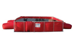 The PRO500 folding frame tank liner has 4 extra bladders welded to the sides of the liner that add a total of 500 gallons of extra capacity