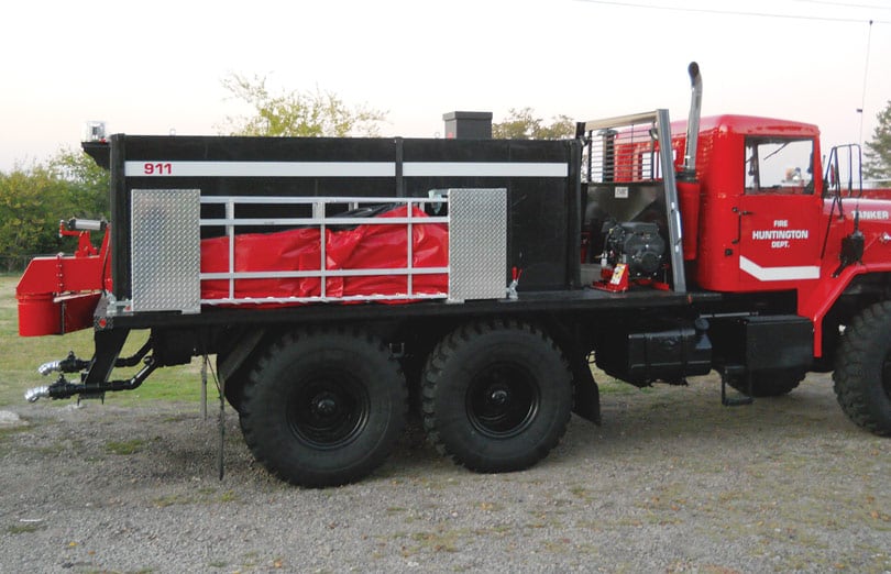 Portable Tank Rack on a Firetruck