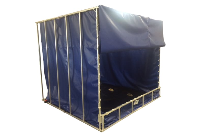 a Husky Portable Wash Bay with a curtain