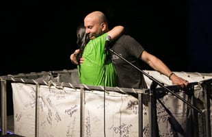 A Husky portable baptismal pool in use at a church.