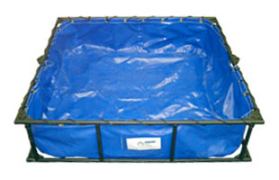 Husky's folding frame decontamination pools come with either aluminum or steel frames.